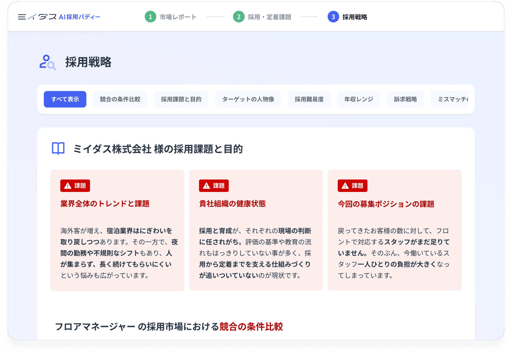 ミイダス AI採用バディー — 採用戦略画面